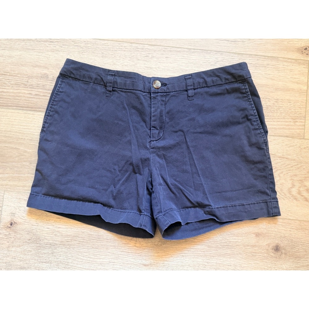 Faded Glory Navy Blue Chino Shorts Womens Size 8 Cotton Blend Stretch Casual